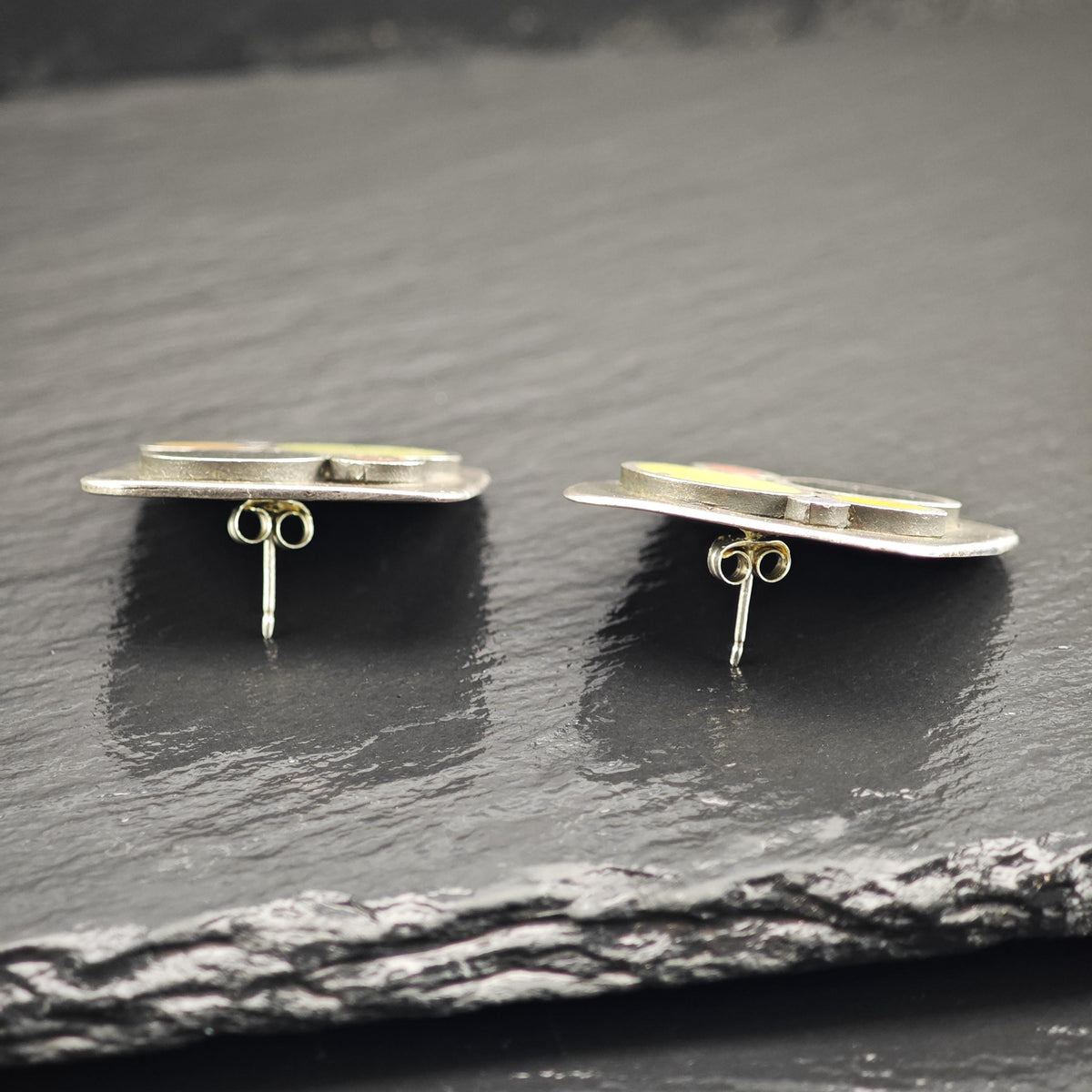 Multicolor Artist Resin Inlay Stud Sterling Silver Earrings ER3229