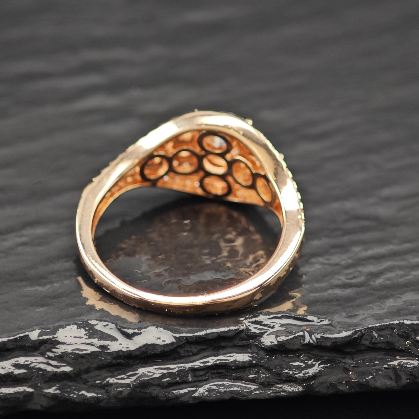 CZ 14K Rose Gold Plated Ring Sterling Silver Sz 8 3/4 R6165