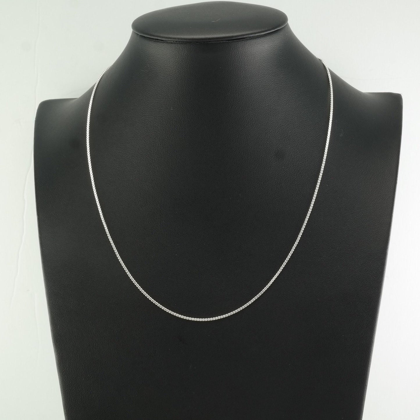 1mm 18inch Box Chain Italy Sterling Silver, Lobster Clasp