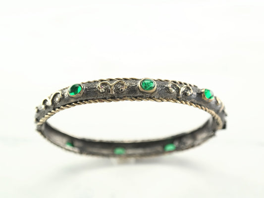 By Sevan Vintage Aries Emerald Sterling Silver Bangle