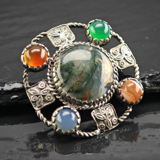 Scottish Agate Sterling Silver Brooch B2251