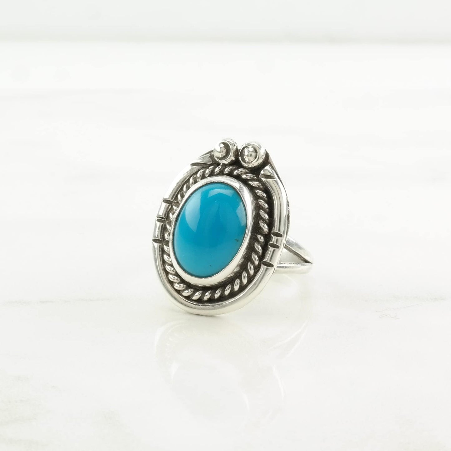 Native American Sterling Silver Ring Turquoise Blue Size 7 1/2