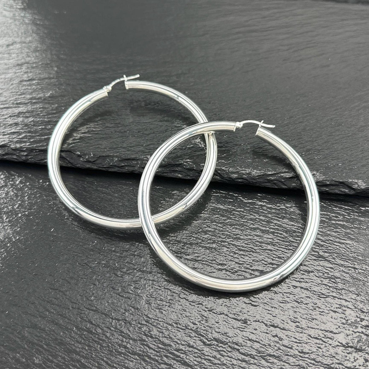 XL Sterling Silver Hoop Earrings: Large Size (2 7/8" Wide)