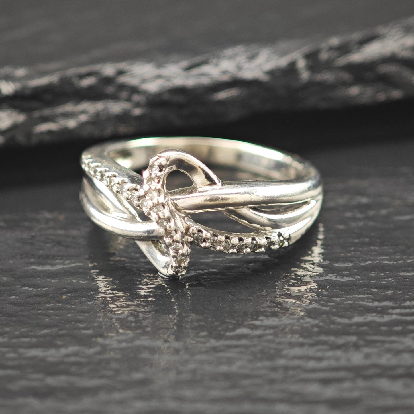 Infinity Diamond Ring Sterling Silver