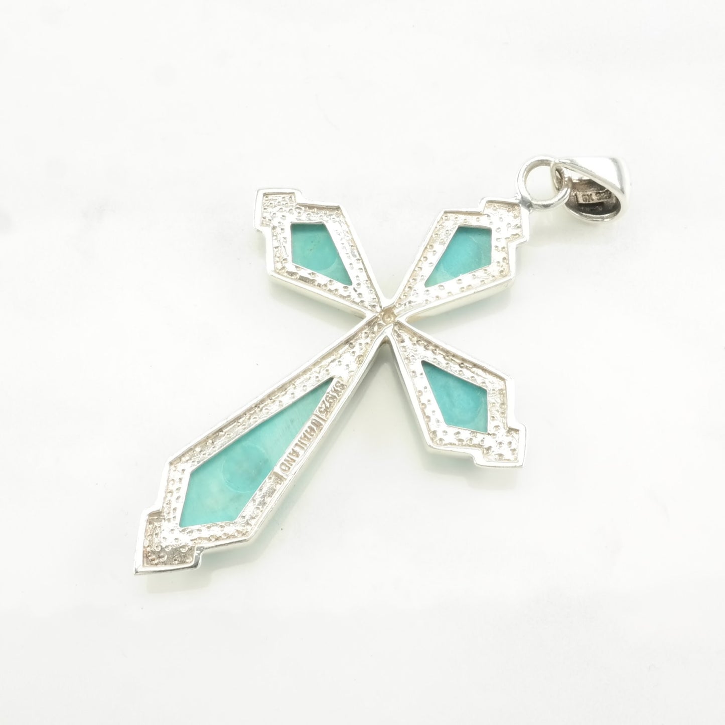 Vintage Turquoise Cross Sterling Silver Pendant