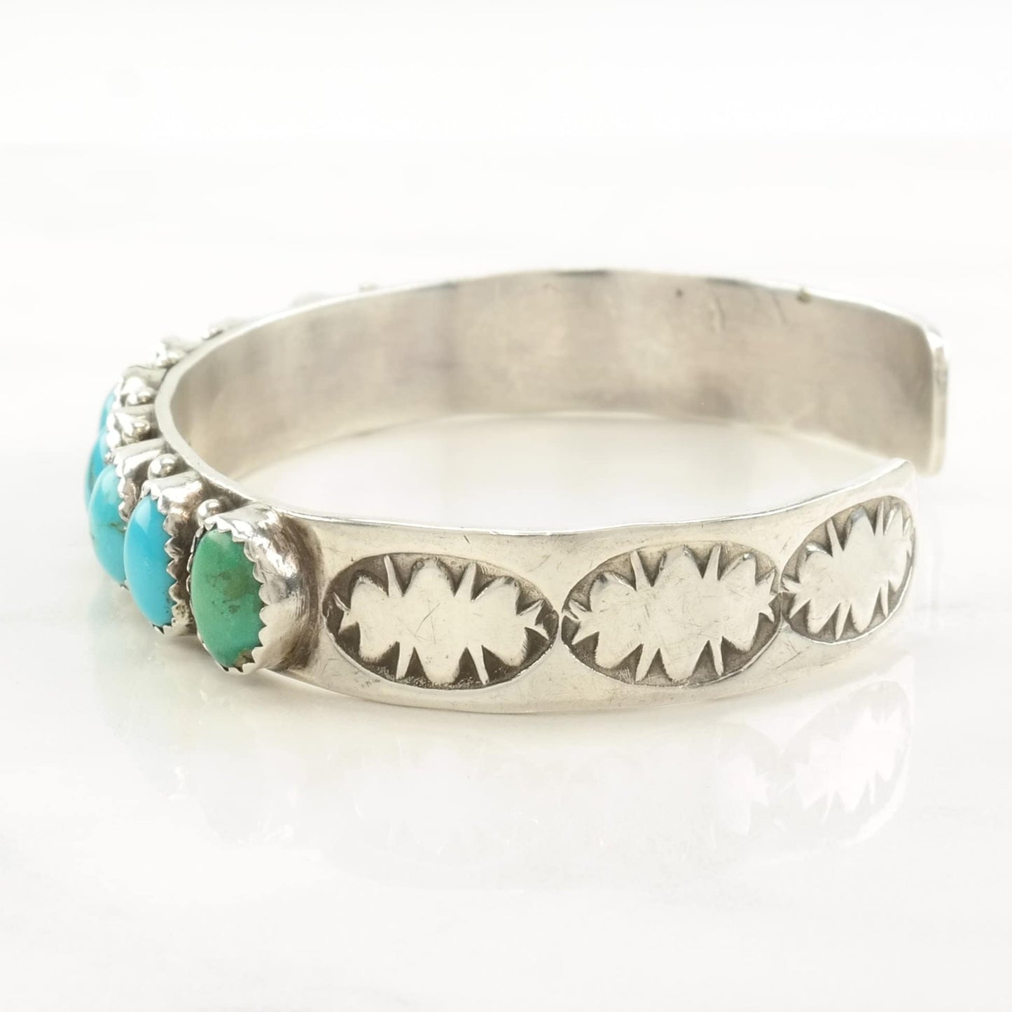 Southwest Sterling Silver Cuff Bracelet Turquoise, Row