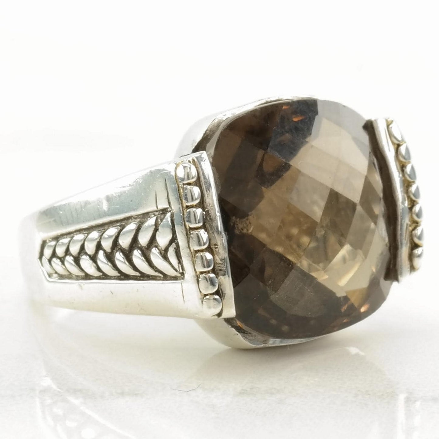 Vintage Sterling Silver Ring Smoky Quartz Size 7 1/2