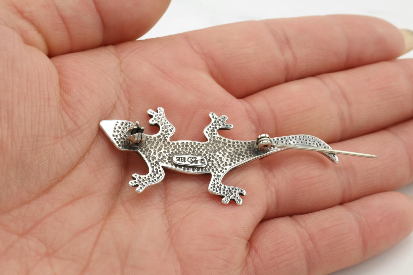 Carolyn Pollack Salamander Lizard Brooch Sterling Silver Turquoise Coral