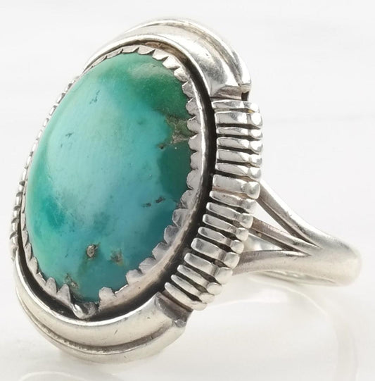 Vintage Native American Ring Turquoise Sterling Silver Size 7 3/4