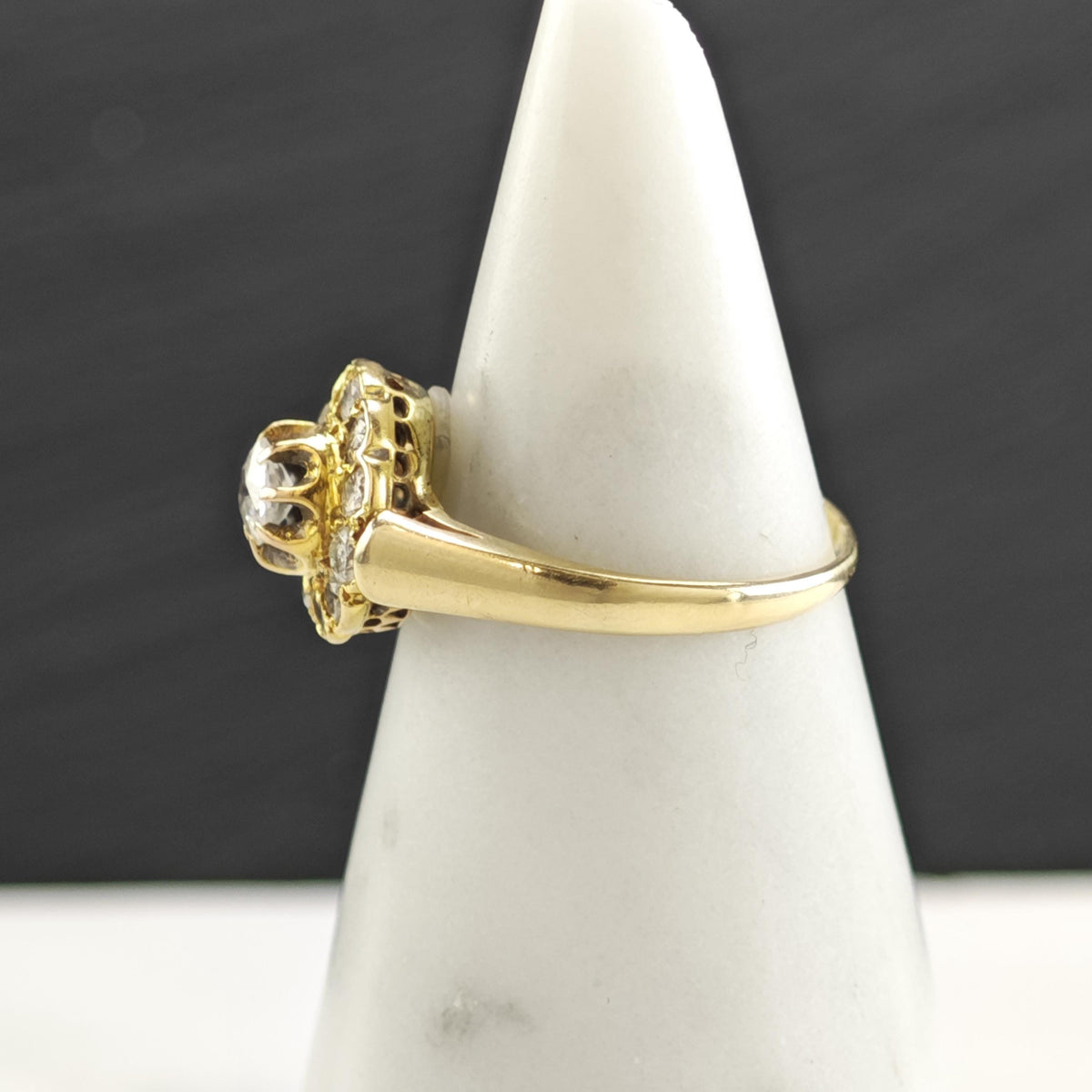 AS IS Diamond Halo 14K Gold Ring Sz 6 1/2 R6784