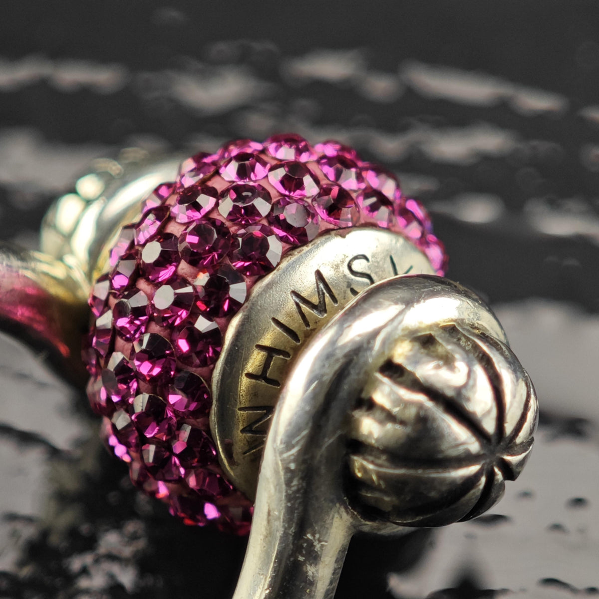 Vintage Whimsy Pink Stone Rotating Bead Sterling Silver Ring Sz 4 1/2 R6835