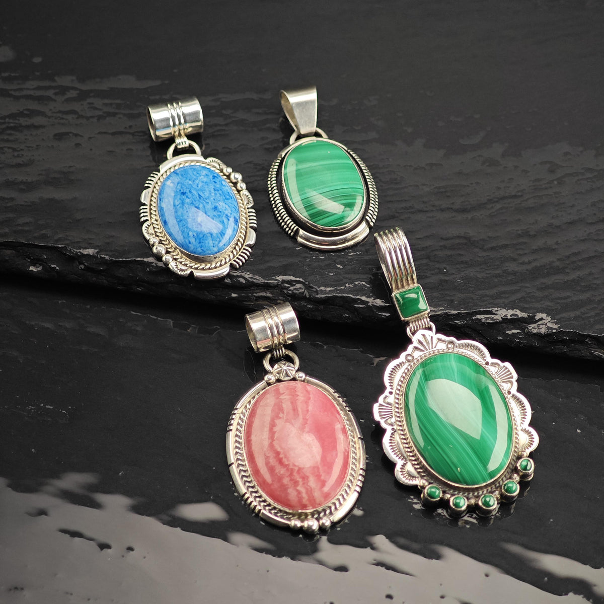 Choice of SW Oval Stone Pendant Sterling Silver P3134