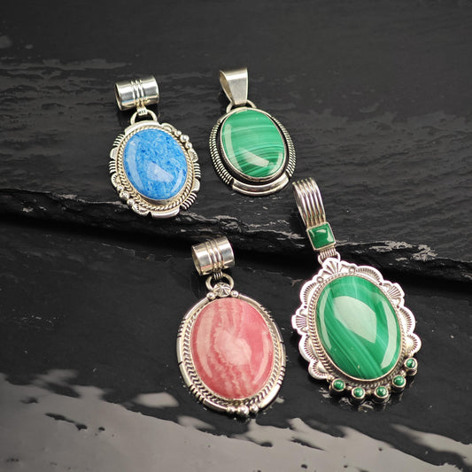 Choice of SW Oval Stone Pendant Sterling Silver P3134