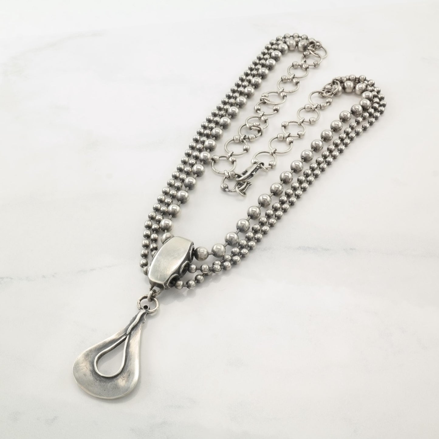 Vintage Silpada Oxidized, Sterling Silver 3 Strand Necklace N2380