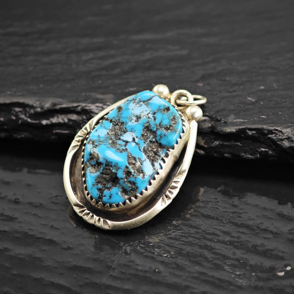 SW Spiderweb Turquoise Sterling Silver Pendant P3122