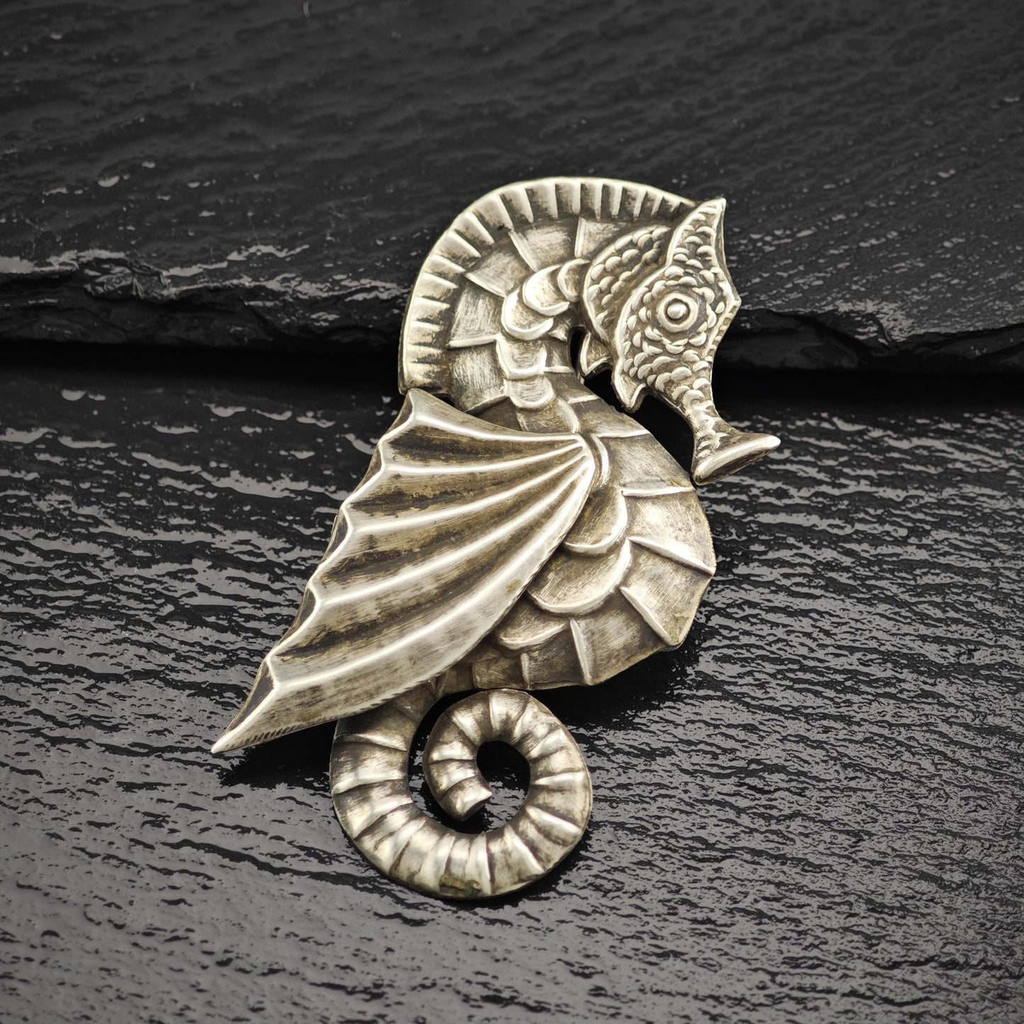 Vintage Sterling Silver Seahorse Brooch Made in Mexico Nautical Jewelry