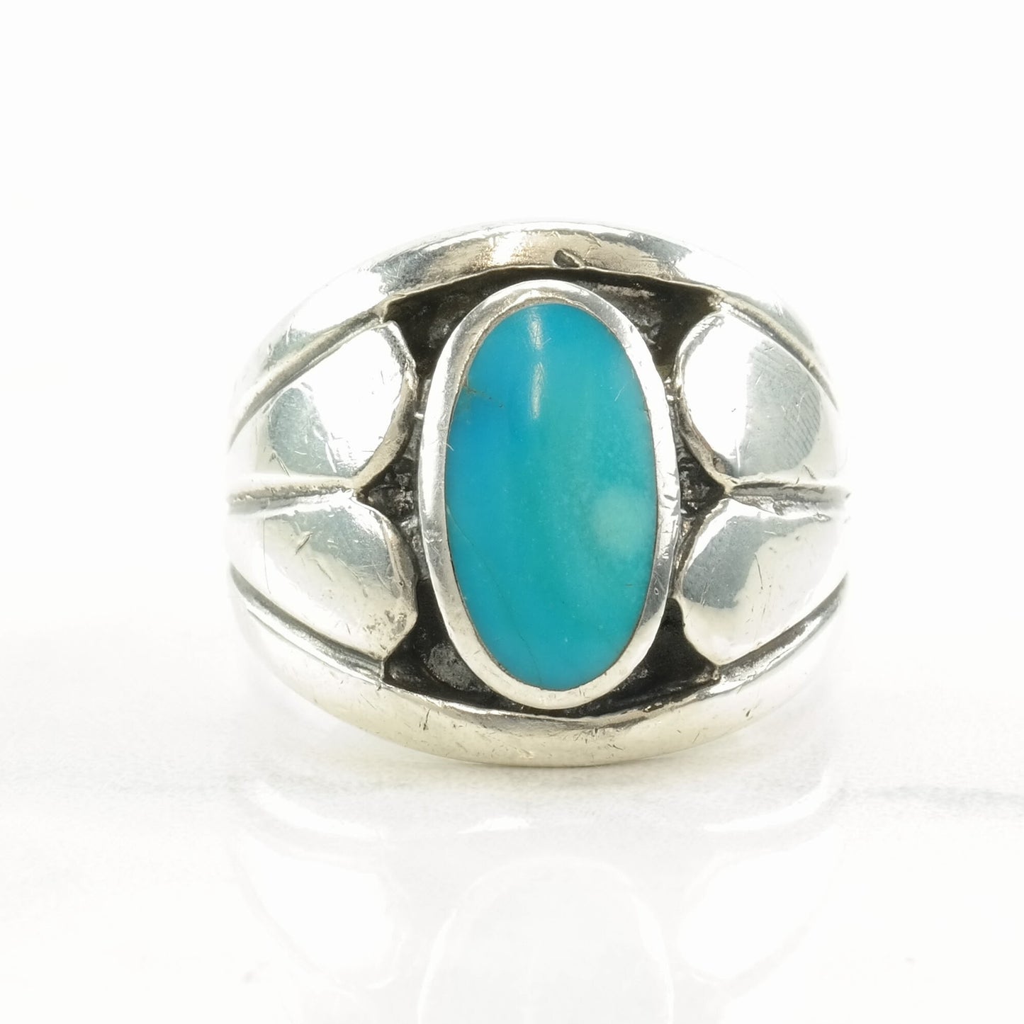 Native American Silver Ring Turquoise Sterling Size 12 1/4