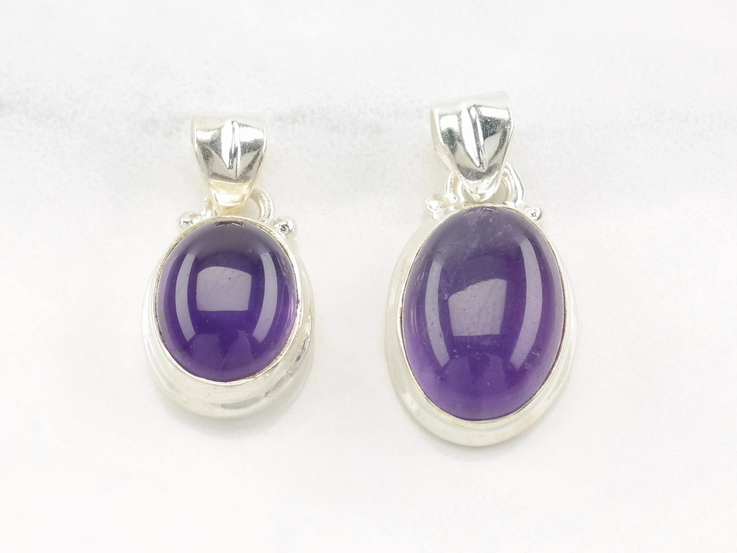 Choice of Vintage Modernist Amethyst Oval Sterling Silver Pendant