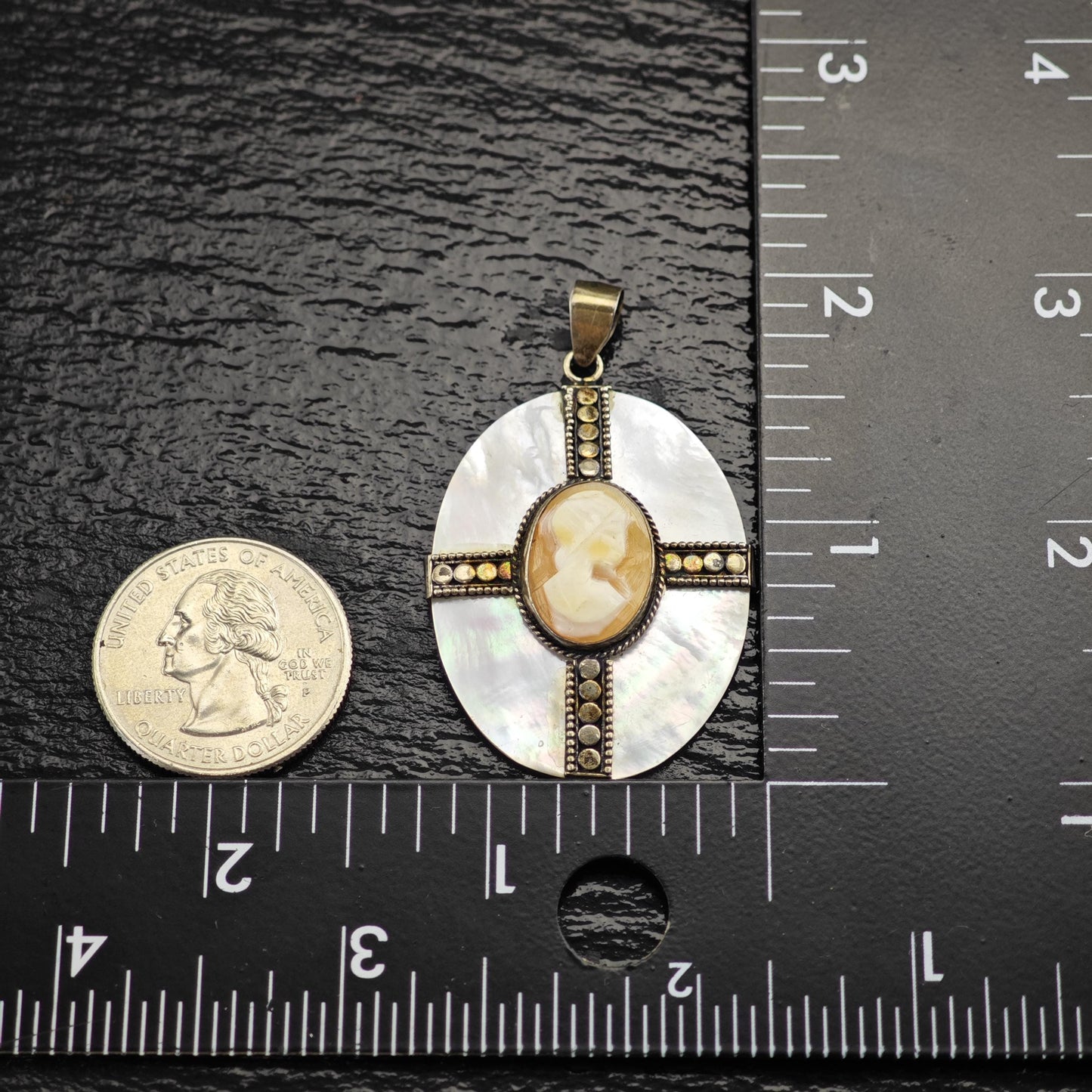 MOP Cameo Pendant Sterling Silver P3034
