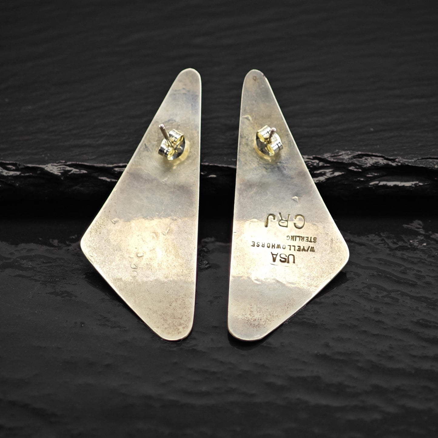 Native American Hammered Finish Stud Sterling Silver Earrings ER3121
