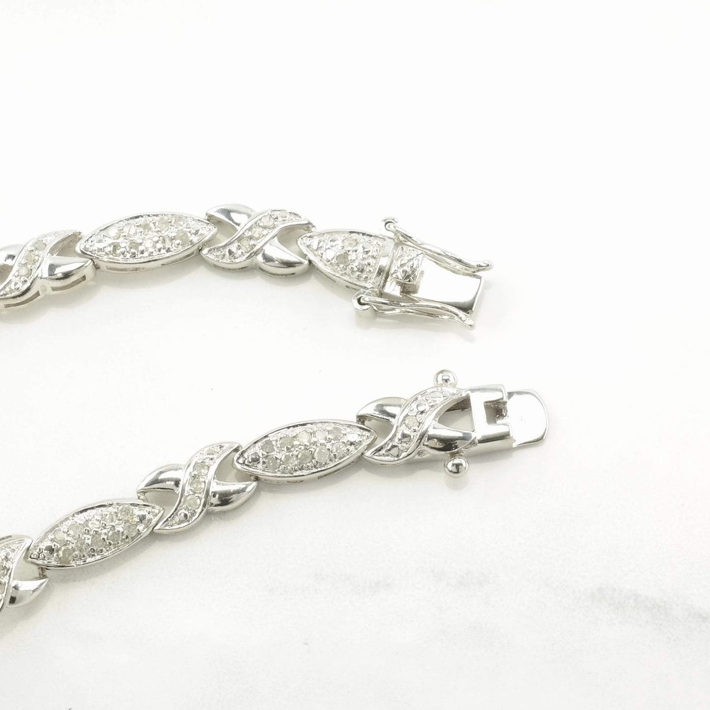 Vintage Sterling Silver Line Bracelet Diamond