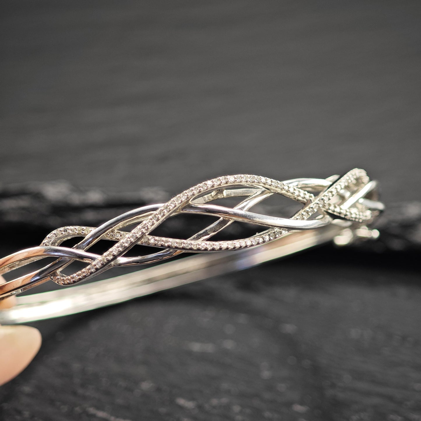 JWBR White Diamond Bangle Bracelet Sterling Silver