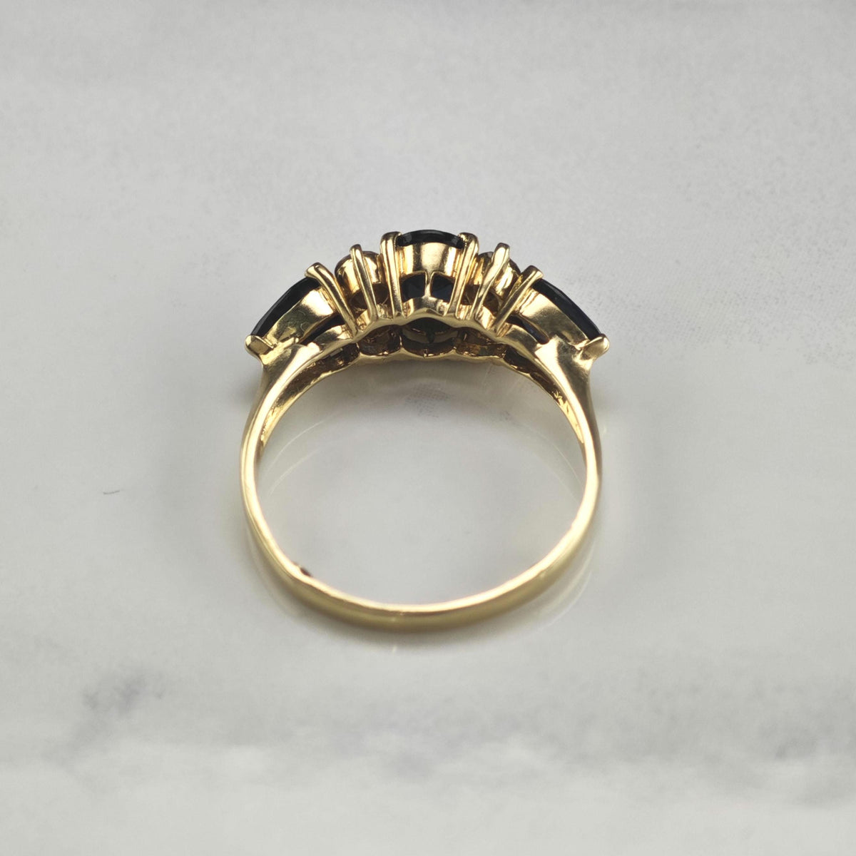 Natural Sapphire & Diamond 14K Gold Ring Sz 7 3/4 R6800
