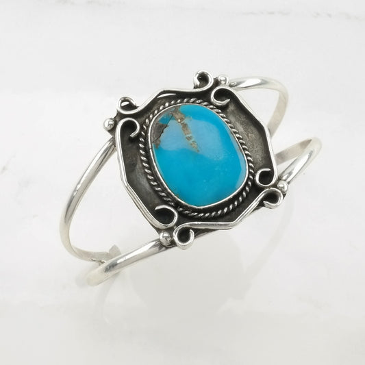 Southwest Sterling Silver Cuff Bracelet Blue Turquoise