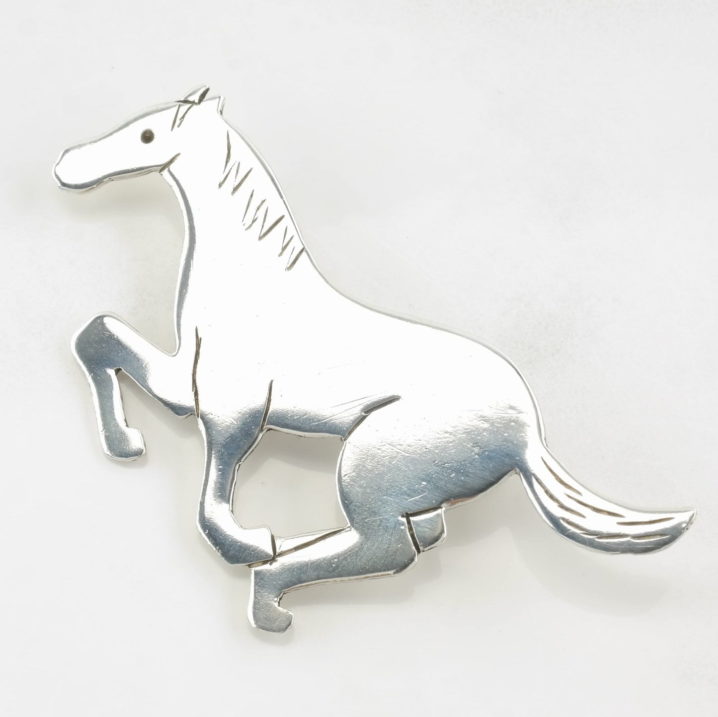 Native American Sterling Silver Horse Brooch