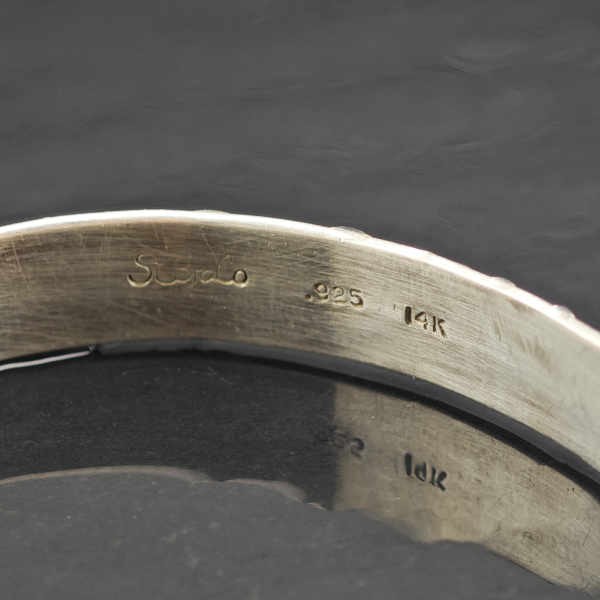 Horseshoe 14k Gold Accent Sterling Silver Cuff Sz 6 3/4" BR3151