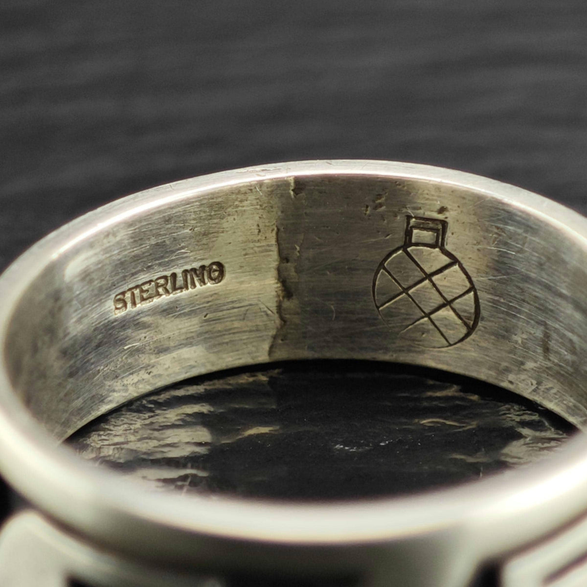 Hopi Overlay Band By Archie Talahaftewa Sterling Silver Sz 11 R6850
