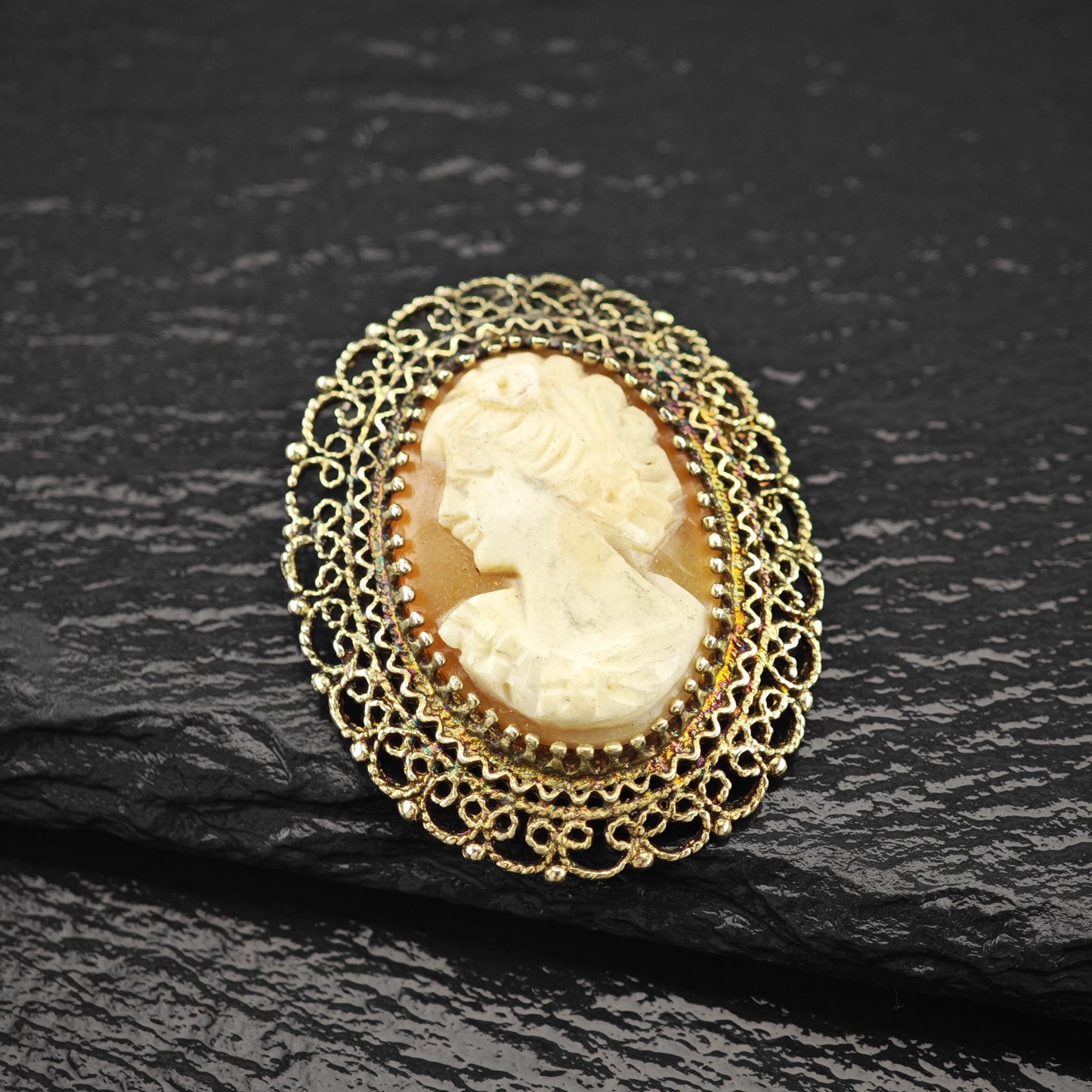 Cameo Gold Gilded Brooch/Pendant Sterling Silver