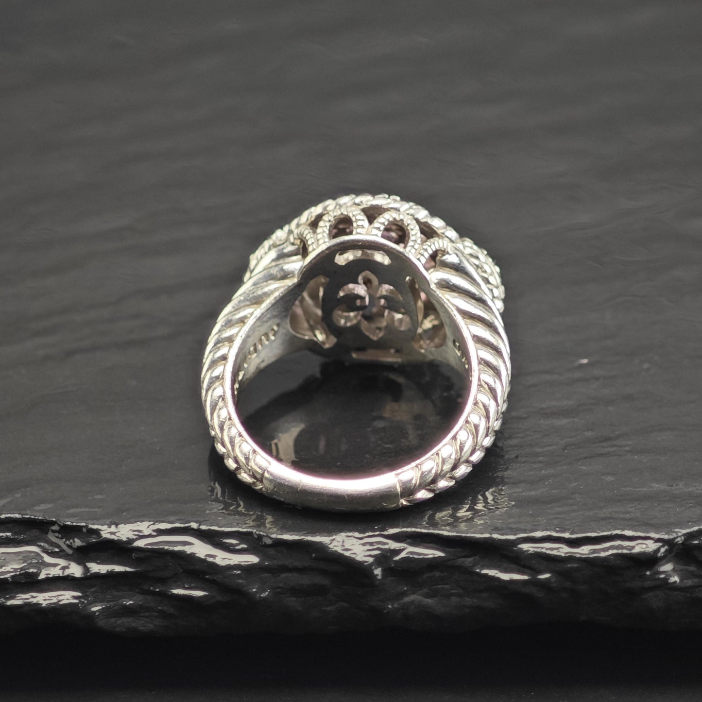 Judith Ripka Amethyst Cluster, CZ Sterling Silver Ring Sz 6 R6757