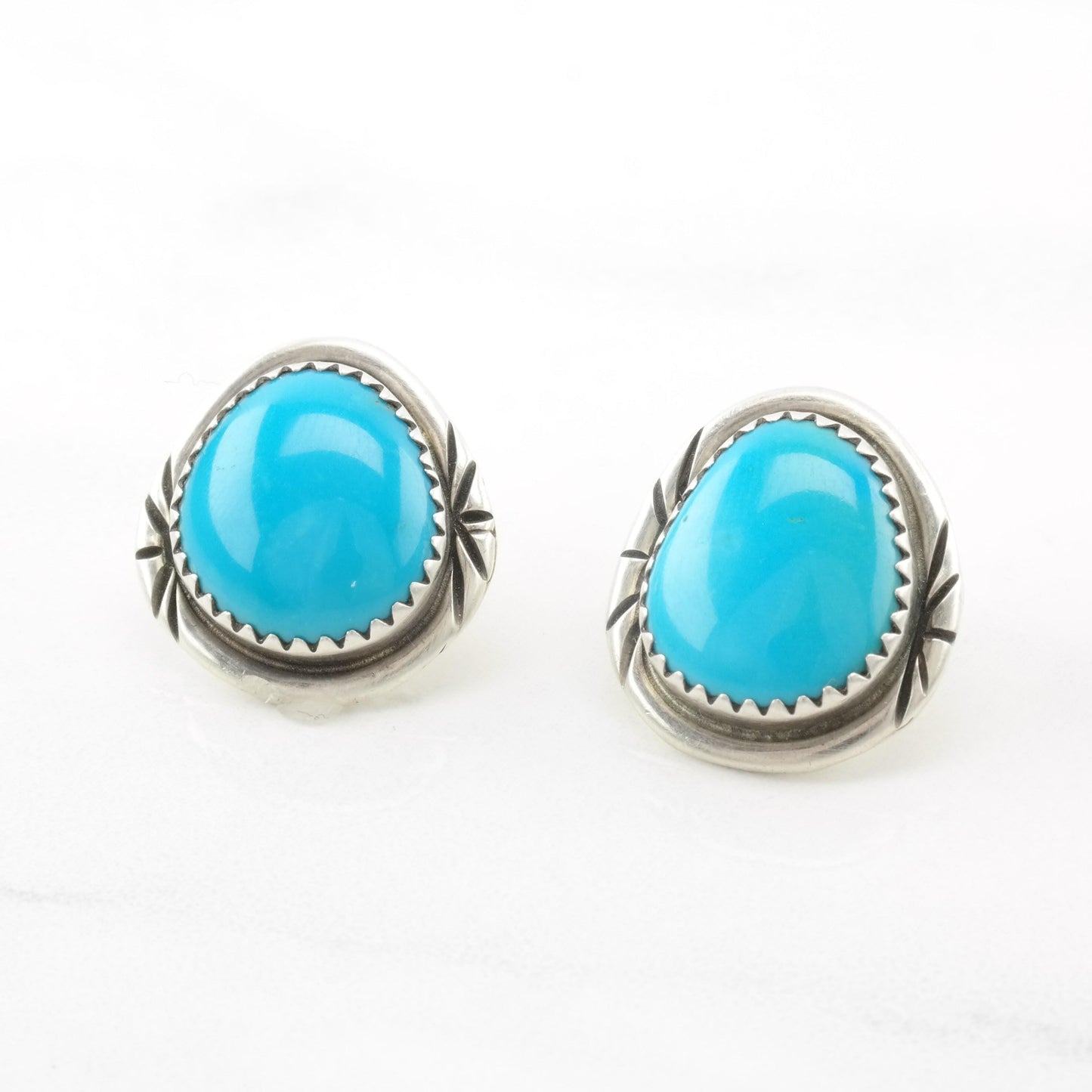 Choice Vintage Turquoise Stud Earrings Sterling Silver