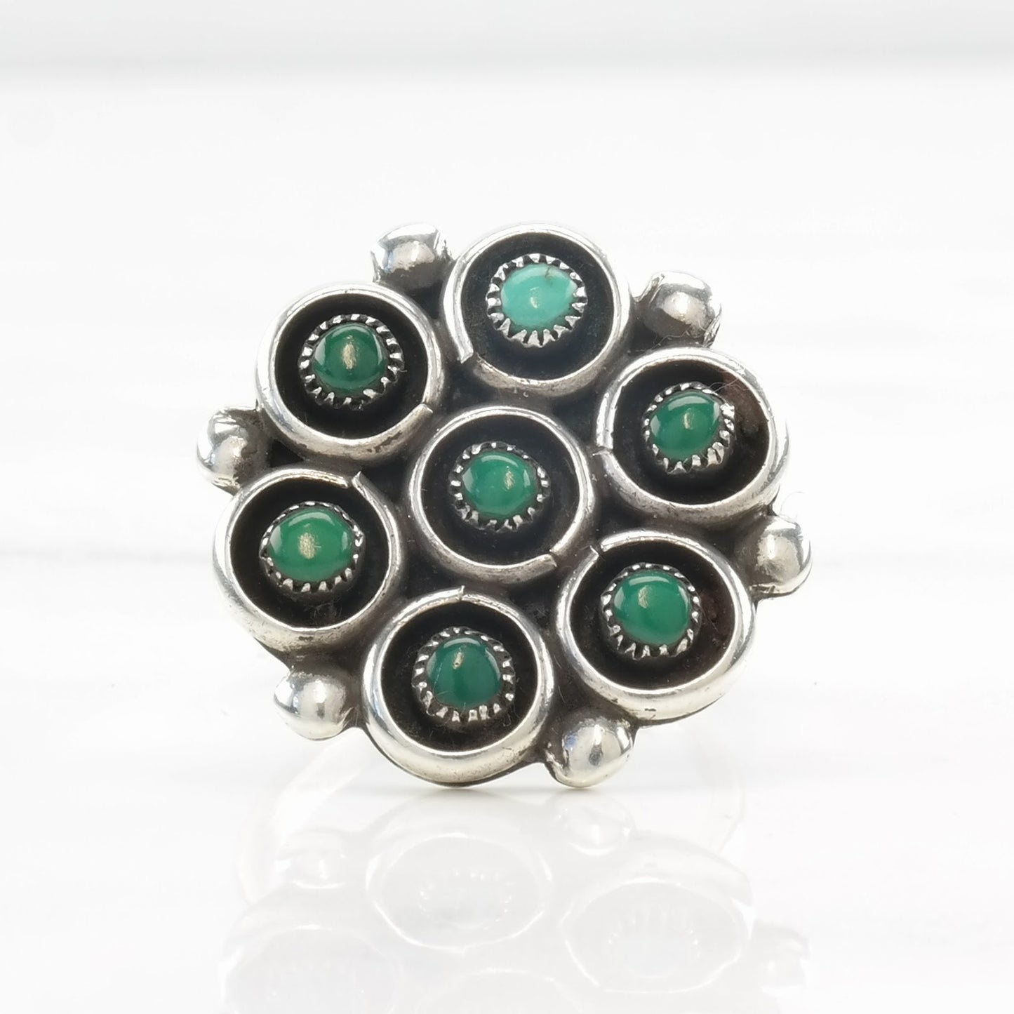 Native American Silver Ring Turquoise Snake Eye Sterling Size 6 1/4