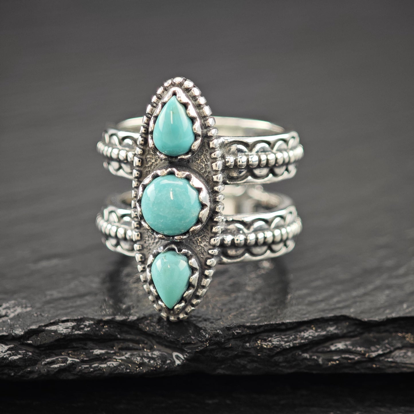 Carolyn Pollack Turquoise Ring Sterling Silver Size 7 1/2