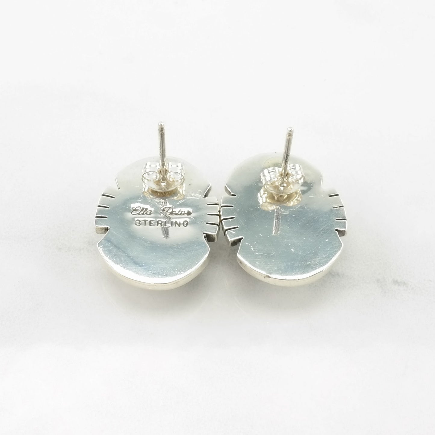 Sterling Silver Stud Earrings Native American Blue Turquoise Sleeping Beauty