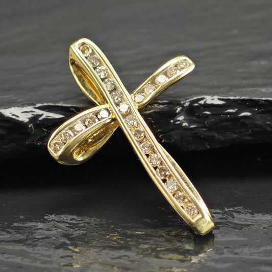 1/3 cttw Diamond 14K Gold Cross Pendant P3106