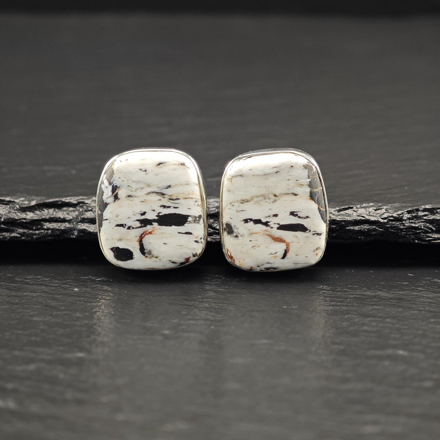Peyote Bird Multi-color White Buffalo Stud Earrings Sterling Silver