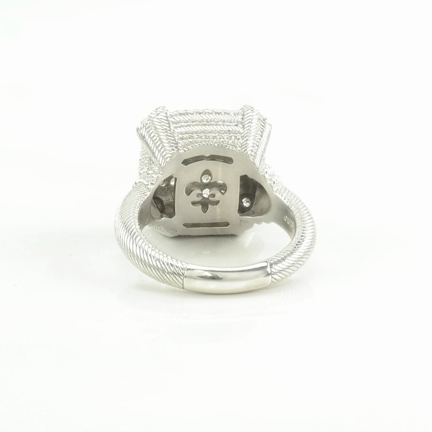 Vintage Judith Ripka Silver Ring DQCZ Square, Heart Sterling Size 6