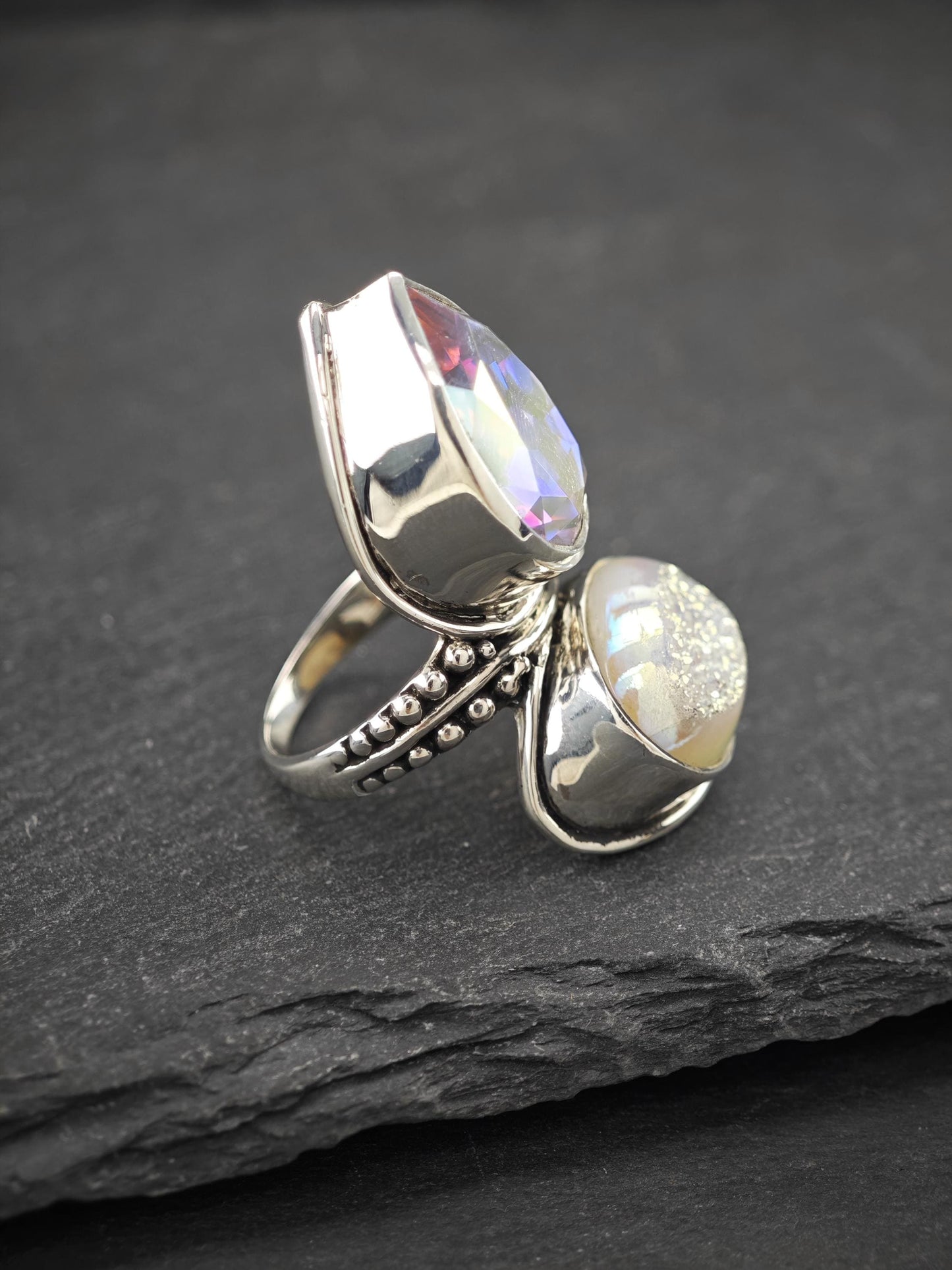 Sajen Rainbow, Druzy Ring Sterling Silver