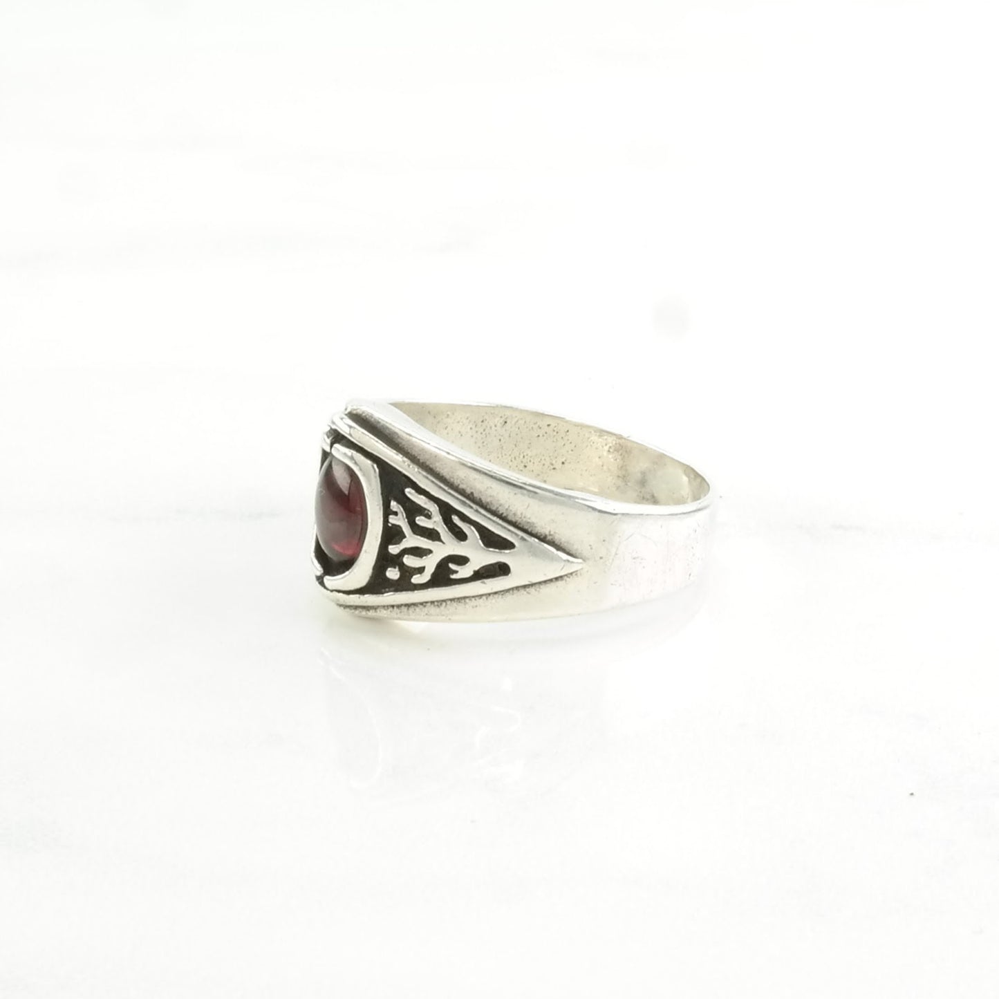 Sterling Silver Ring Garnet Overlay Red Size 11 1/4