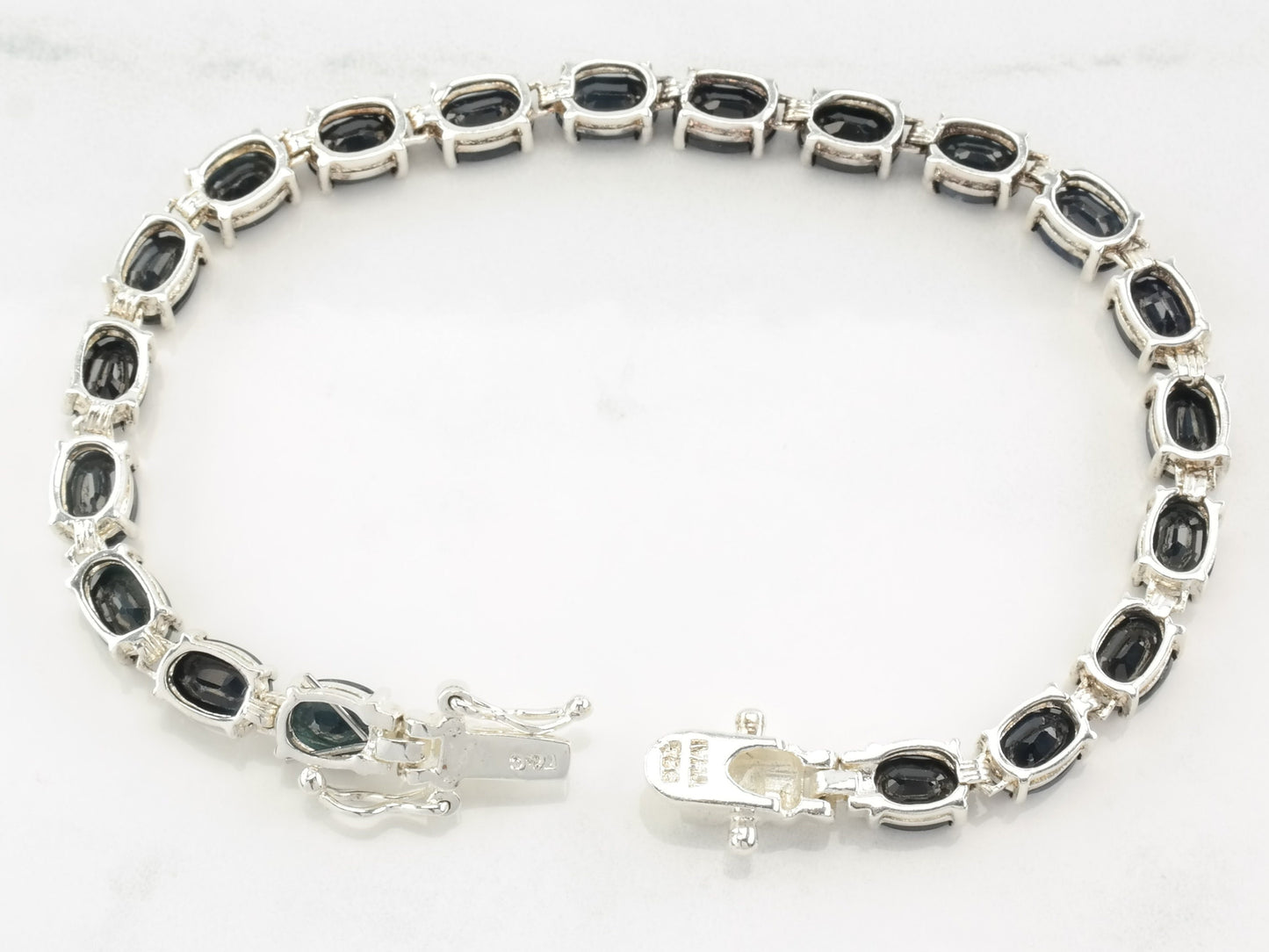 Sterling Silver Line Bracelet Dark Blue Sapphire