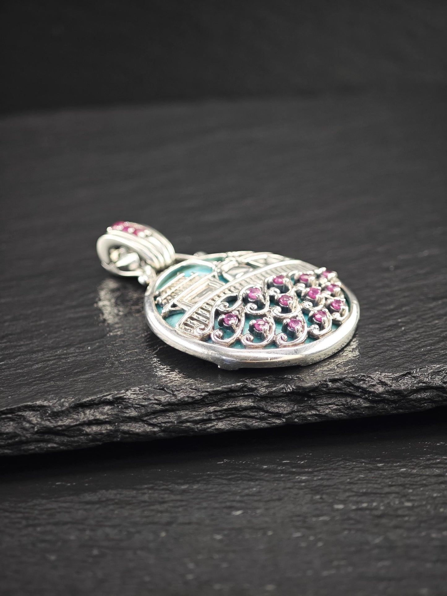 Turquoise, Ruby Thailand Pendant Sterling Silver P2738