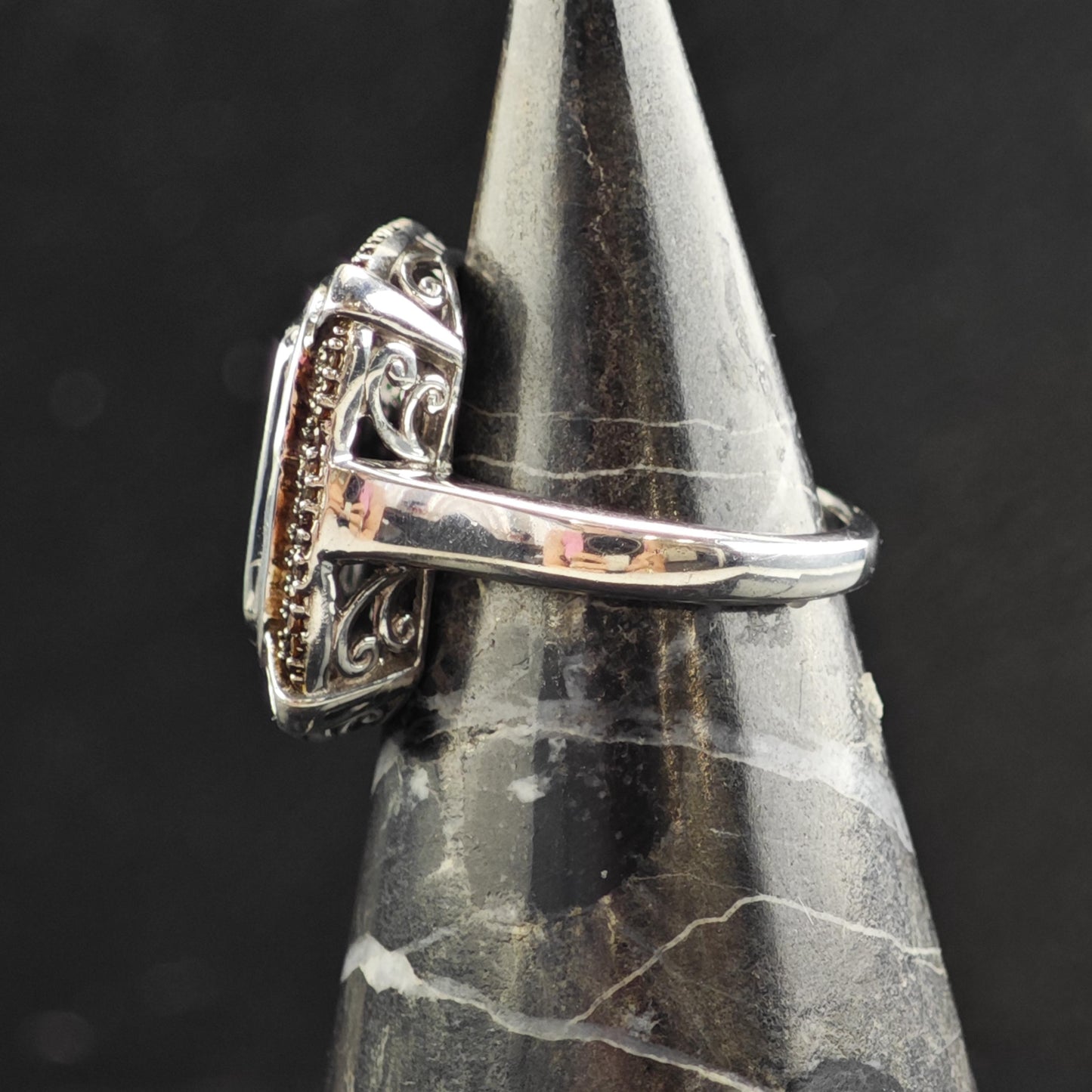 1 cttw Brown & White Diamond Sterling Silver Ring Sz 6 R6573