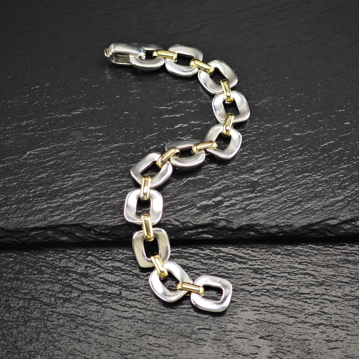 Modern 18k Gold & Sterling Silver Italy Bracelet