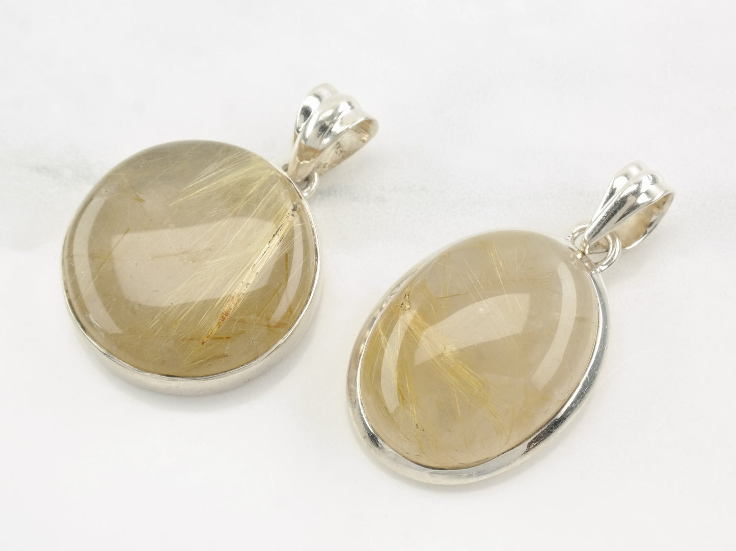 Choice of Vintage Modernist Rutile Quartz Sterling Silver Pendant