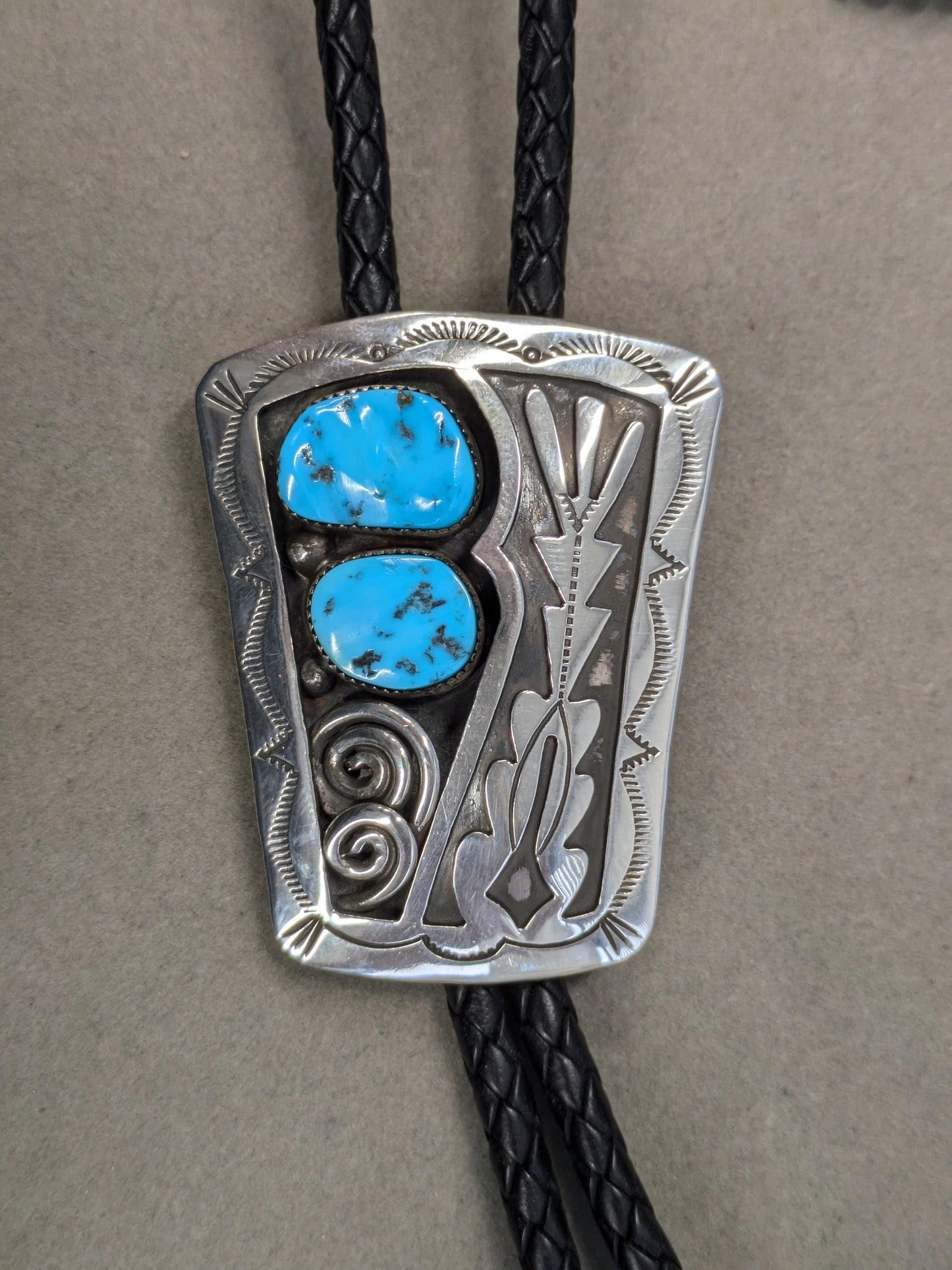 Turquoise Sleeping Beauty Bolo Tie Native American Sterling Silver Blue Necklace