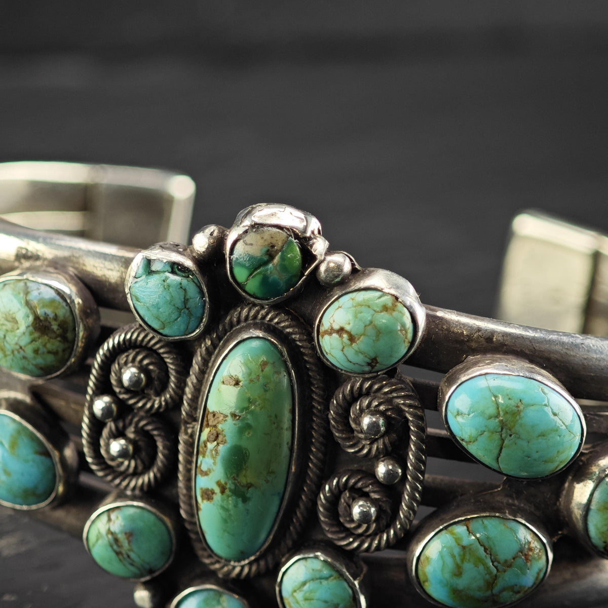 AS IS Historic Turquoise Sterling Silver Cuff Bracelet Sz 6 3/4" BR3184