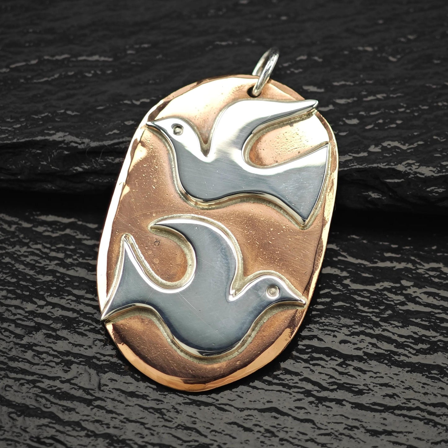 Retired James Avery Copper Dove Pendant Sterling Silver P2803